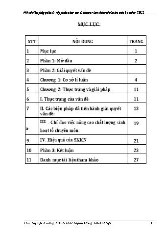 Báo cáo biện pháp Một số biện pháp quản lý góp phần nâng cao chất lượng hoạt động tổ chuyên môn ở trường THCS