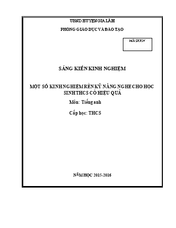 Báo cáo biện pháp Một số kinh nghiệm rèn kỹ năng nghe cho học sinh THCS có hiệu quả