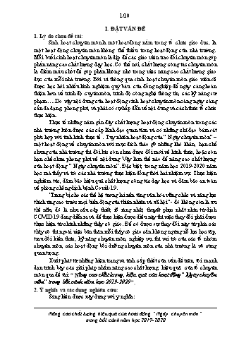 Báo cáo biện pháp Nâng cao chất lượng, hiệu quả của hoạt động “Ngày chuyên môn” trong bối cảnh năm học 2019-2020