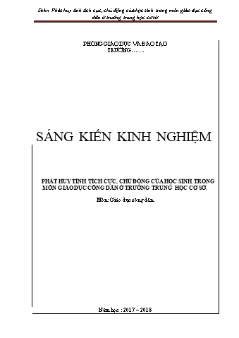 Báo cáo biện pháp Phát huy tính tích cực, chủ động của học sinh trong môn giáo dục công dân ở trường trung học cơ sở