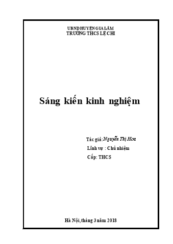 Sáng kiến kinh nghiệm Một số biện pháp giáo dục đạo đức cho học sinh ở trường THCS