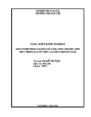 Sáng kiến kinh nghiệm Một số biện pháp giáo dục kỹ năng sống cho học sinh THCS thông qua tổ chức các trò chơi dân gian