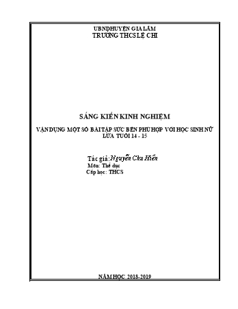 Sáng kiến kinh nghiệm Vận dụng một số bài tập sức bền phù hợp với học sinh nữ lứa tuổi 14-15