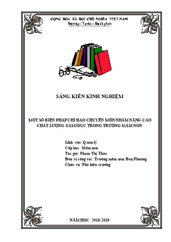 Báo cáo biện pháp Một số biện pháp chỉ đạo chuyên môn nhằm nâng cao chất lượng giáo dục trong trường mầm non