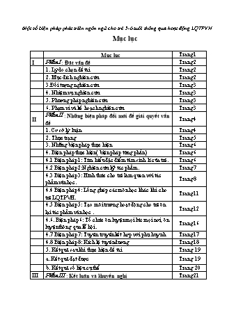 Báo cáo biện pháp Một số biện pháp nhằm phát triển ngôn ngữ cho trẻ mẫu giáo 5 tuổi thông qua hoạt động làm quen tác phẩm văn học